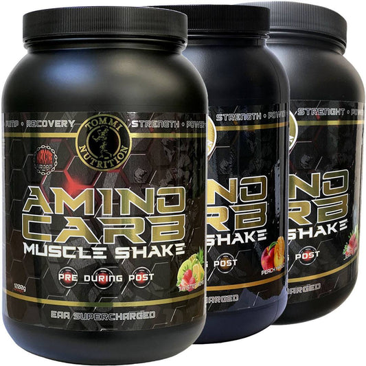 3 X Aminocarb Muscle Shake 1200g - TN - Tommi Nutrition - hos Tommi Nutrition