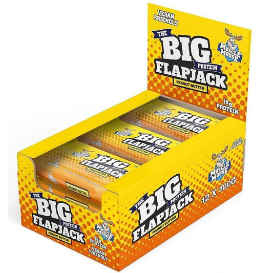 12 x Muscle Moose - THE BIG PROTEIN FLAPJACK PEANUT BUTTER (VEGAN) - (100g) - Tommi Nutrition