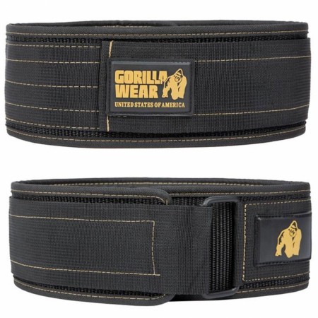 Nylon Lifting Belt (10cm), Black/Gold, Gorilla Wear