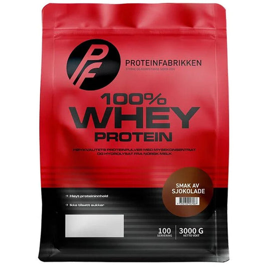 100 % Whey Protein 3000g, PF - Proteinfabrikken - hos Tommi Nutrition