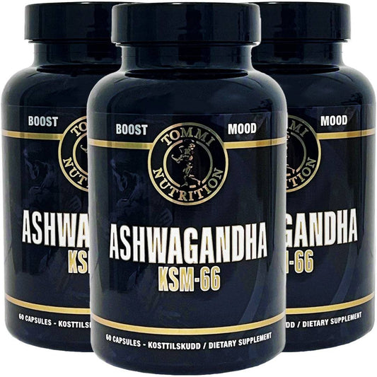 3 X ASHWAGANDHA KSM - 66, 600MG - 60 KAPSLER - TN - Tommi Nutrition - hos Tommi Nutrition