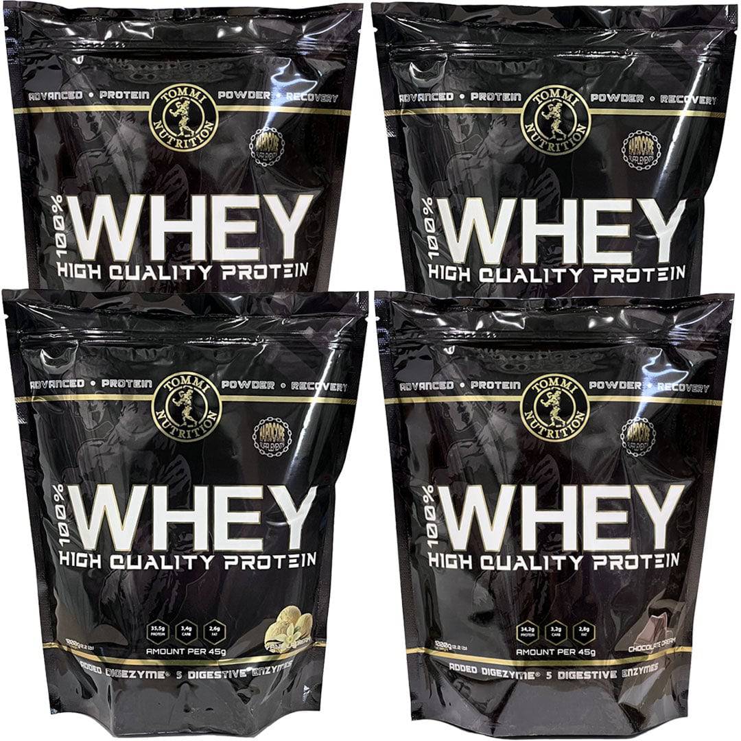 4 X 100% Whey High Quality Protein 1000g - Tommi Nutrition - hos Tommi Nutrition