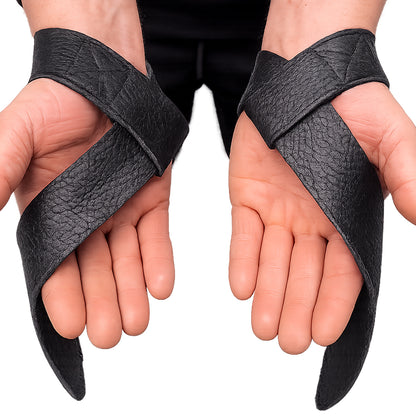 Adjustable Leather Lifting Straps - Black - TN