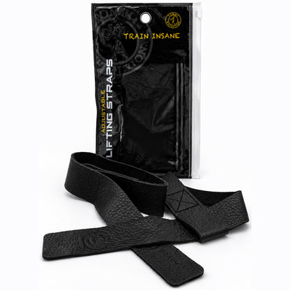 Adjustable Leather Lifting Straps - Black - TN