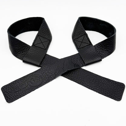 Adjustable Leather Lifting Straps - Black - TN