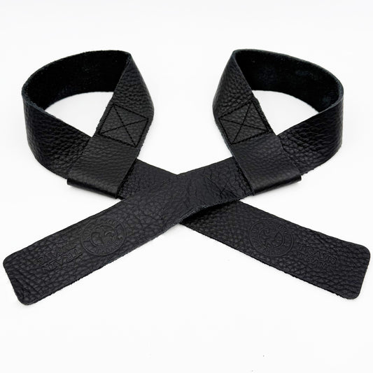 Adjustable Leather Lifting Straps - Black - TN