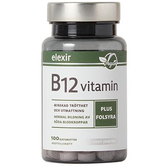 Vitamin B-12 Vegansk 100 tabletter - Elexir Pharma