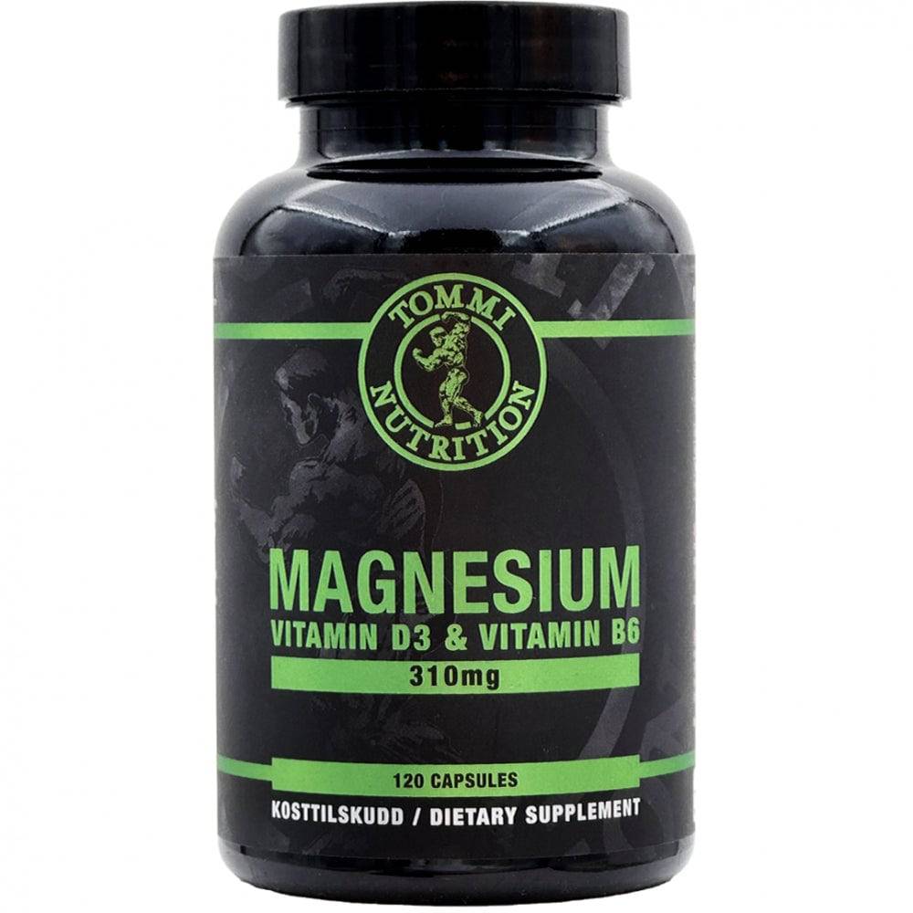 Magnesium 310mg, Vitamin D3 & Vitamin B6, 120 kapsler - TN - Tommi Nutrition - hos Tommi Nutrition