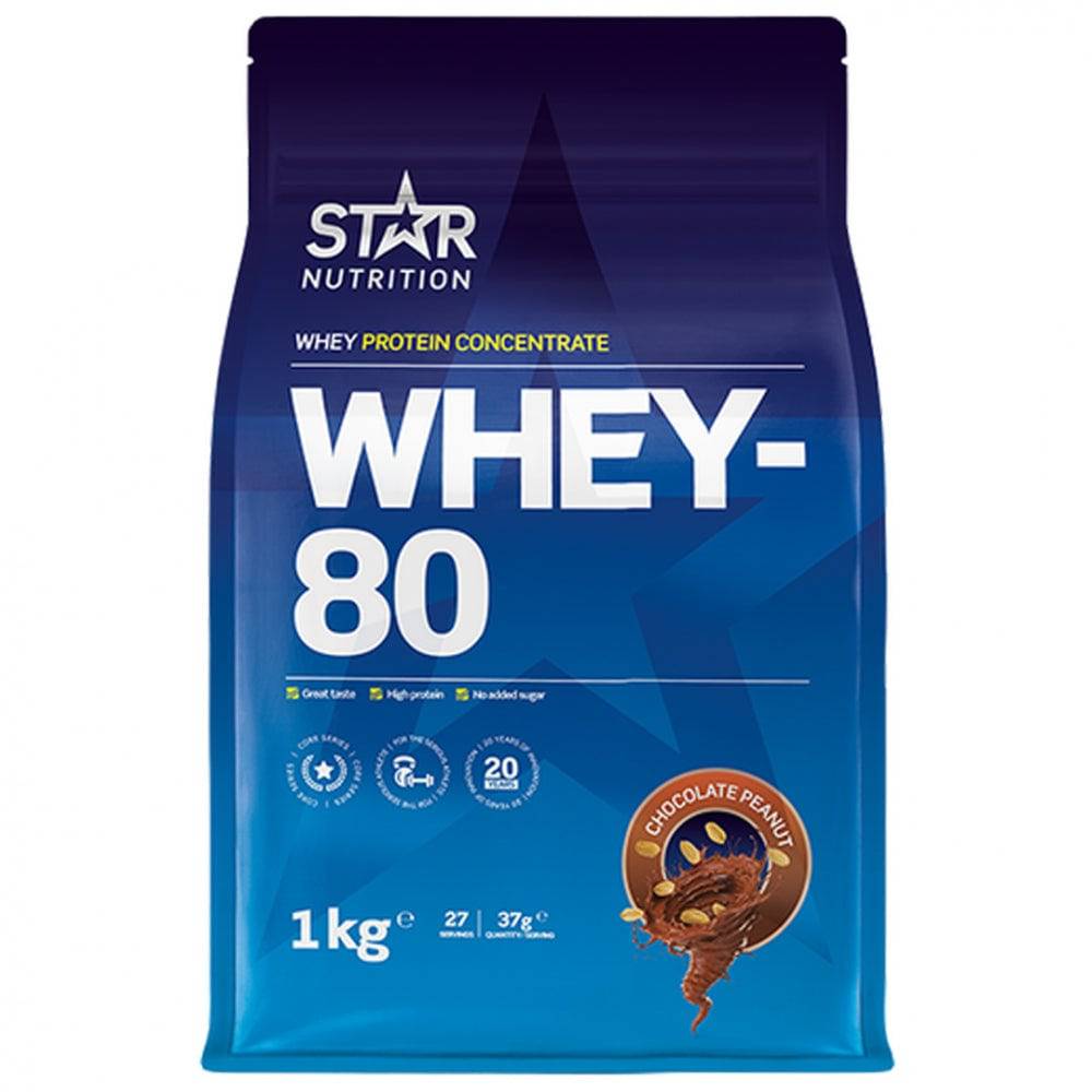 Whey - 80, 1 kg (Velg smak) - Star Nutrition - hos Tommi Nutrition