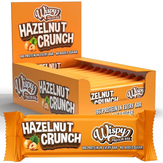Wispy Protein Bar, 55g x 10stk, Hazelnut Crunch - Wispy - hos Tommi Nutrition