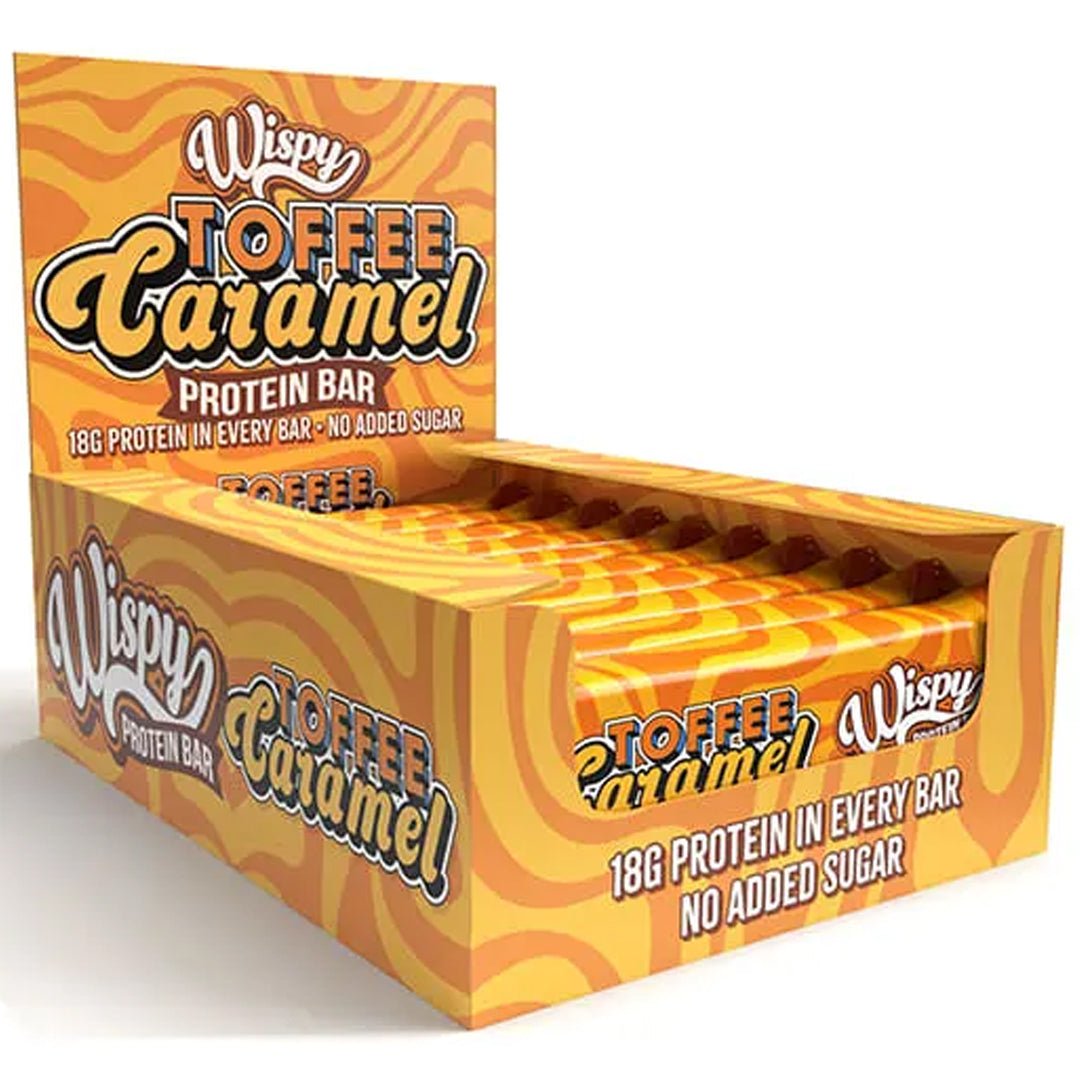 Wispy Protein Bar, 55g x 10stk, Toffee Caramel - Wispy - hos Tommi Nutrition